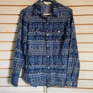 Roper‎ Ladies Women’s Small Long Sleeve Button Multi Blue Shirt! Western Cowgirl